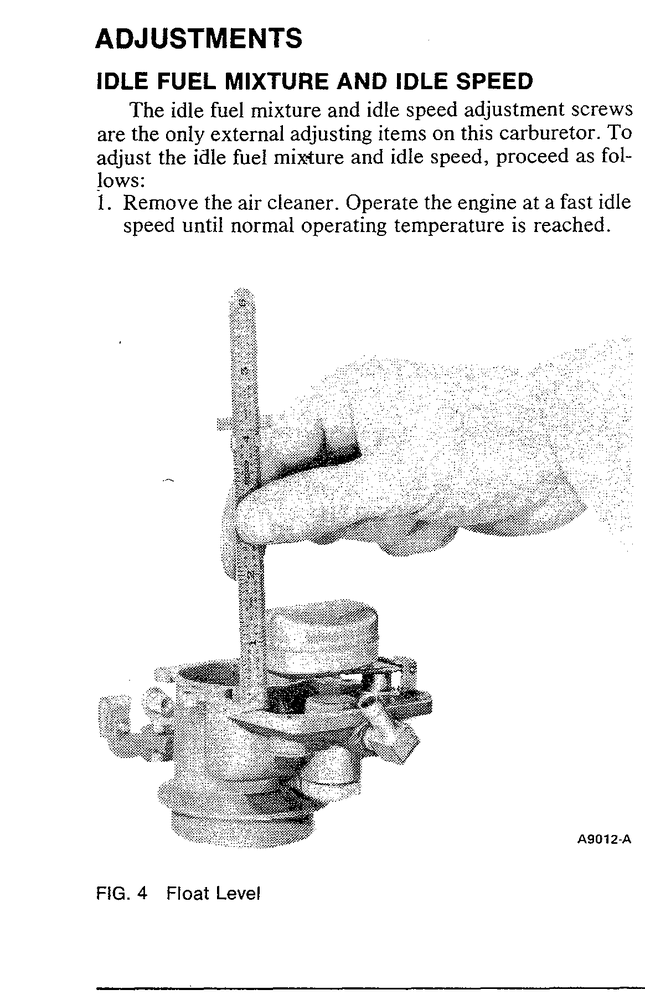 Official Ford KSG-416 Manual Page 3-03 FIG. 4 Float Level Measurement on Inverted Air Intake Body