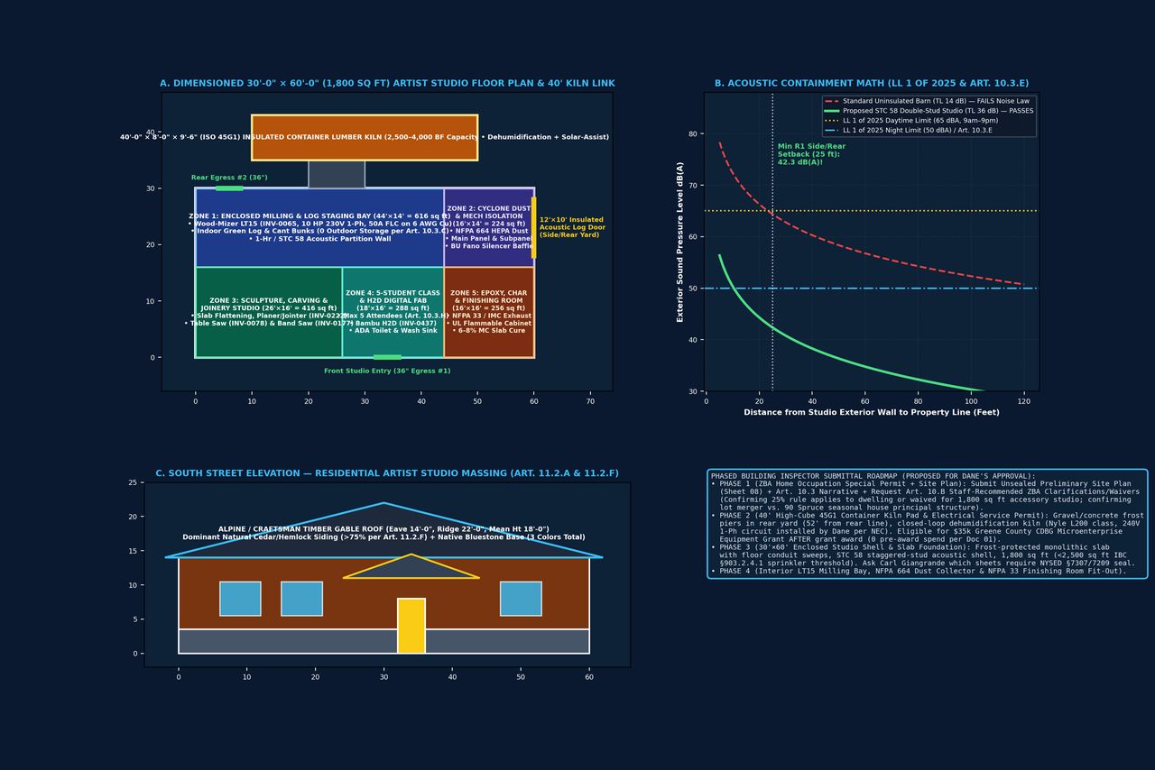 Sheet 09 Floor Plan and Elevations for 30x60 Studio and 15x30 Mezzanine